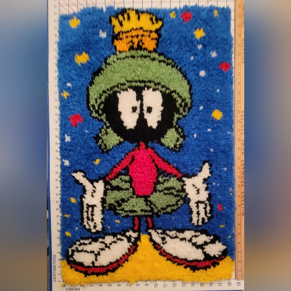 Vintage Marvin the Martin, rug hooking handmade
